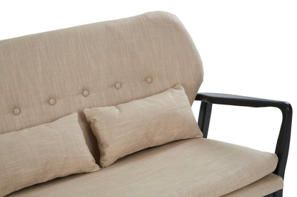 Pelle 2 Seat Beige Sofa With Black Wood Frame - Skandi London