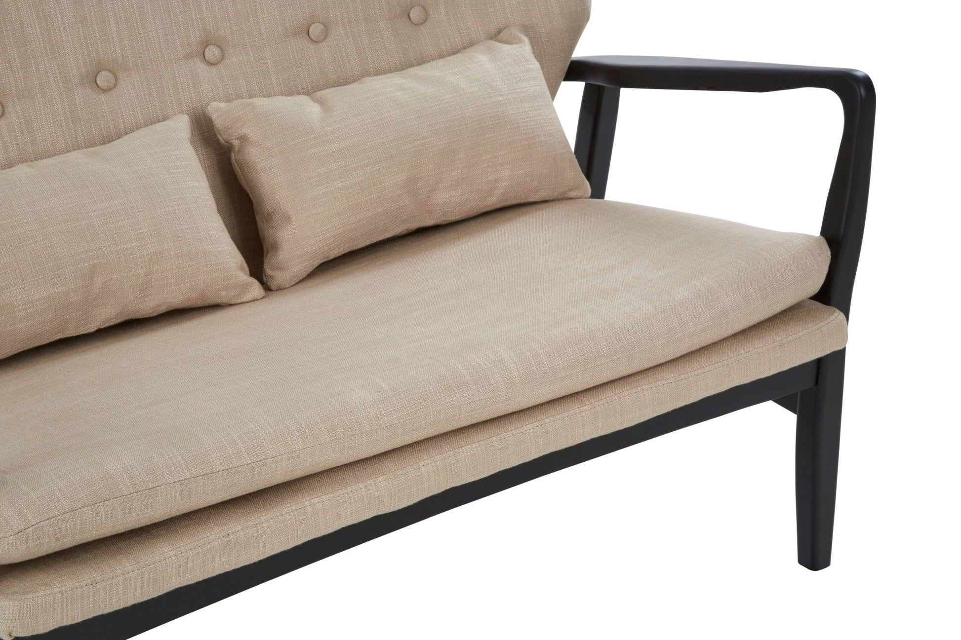 Pelle 2 Seat Beige Sofa With Black Wood Frame - Skandi London