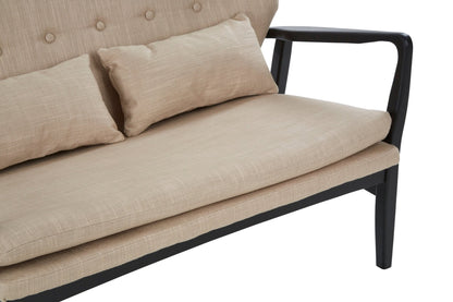 Pelle 2 Seat Beige Sofa With Black Wood Frame - Skandi London