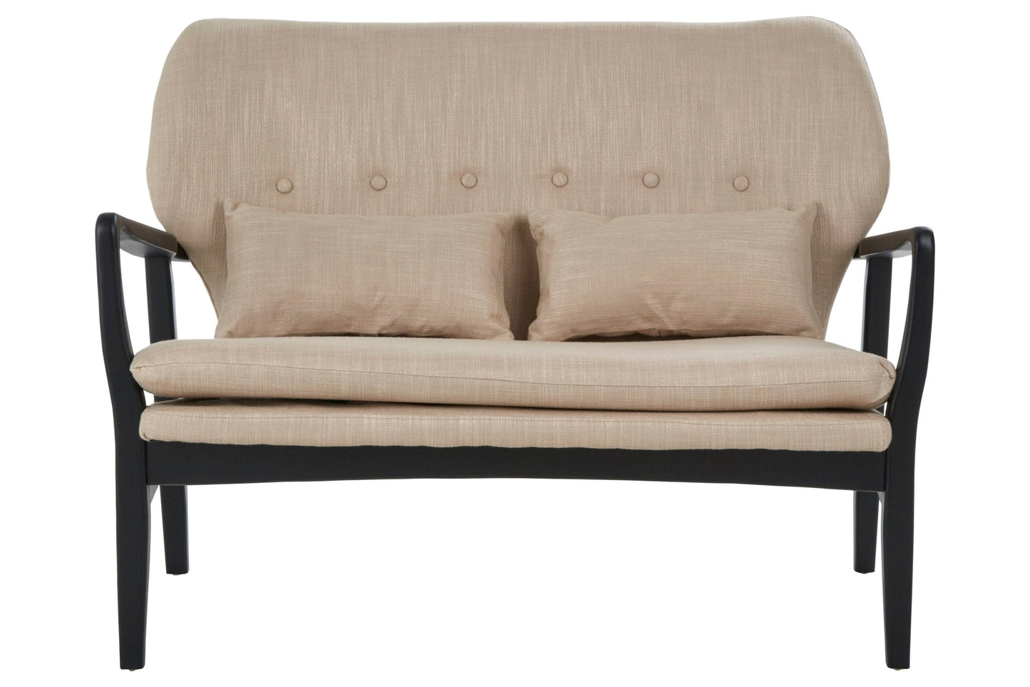 Pelle 2 Seat Beige Sofa With Black Wood Frame - Skandi London