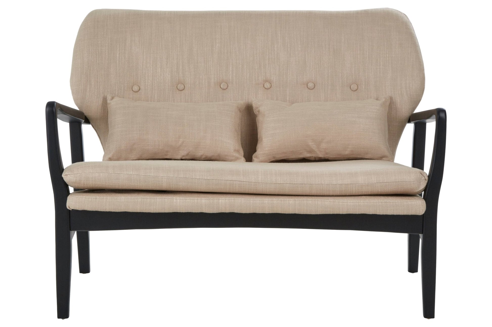 Pelle 2 Seat Beige Sofa With Black Wood Frame - Skandi London