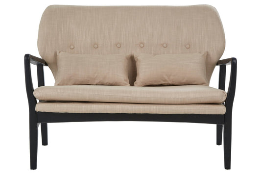 Pelle 2 Seat Beige Sofa With Black Wood Frame - Skandi London
