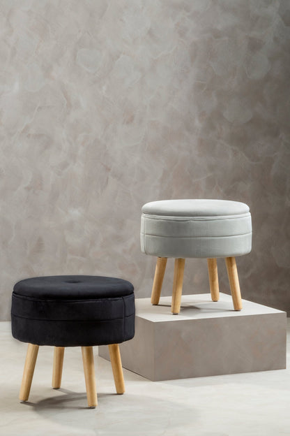 Gunhilda Black Velvet Stool - Skandi London