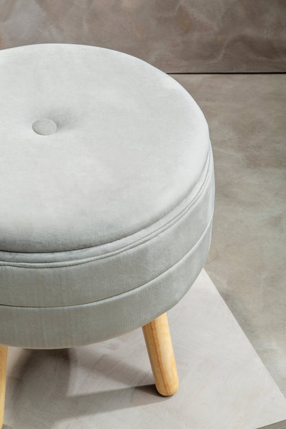Gunhilda Grey Velvet Stool - Skandi London