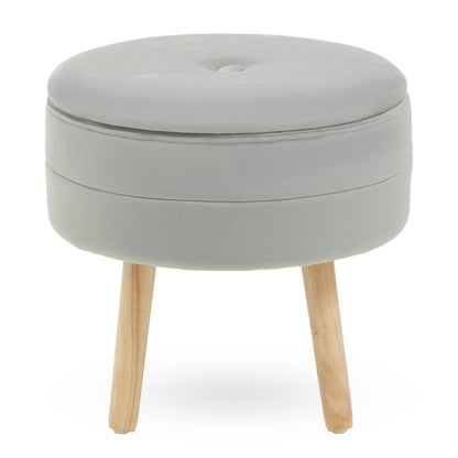 Gunhilda Grey Velvet Stool - Skandi London