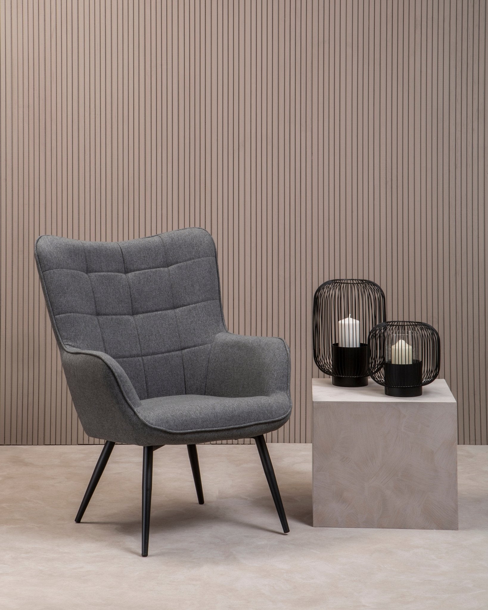 Pelle Grey Fabric Armchair - Skandi London
