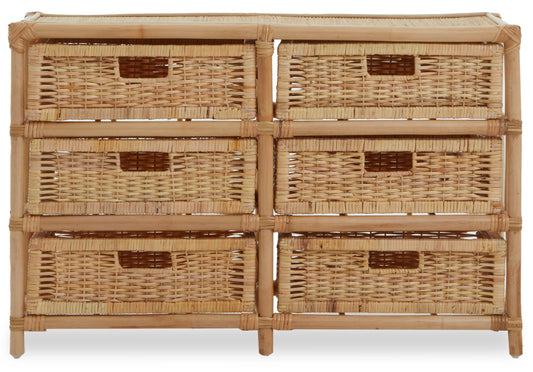 Kai Rattan Six Drawer Chest - Skandi London