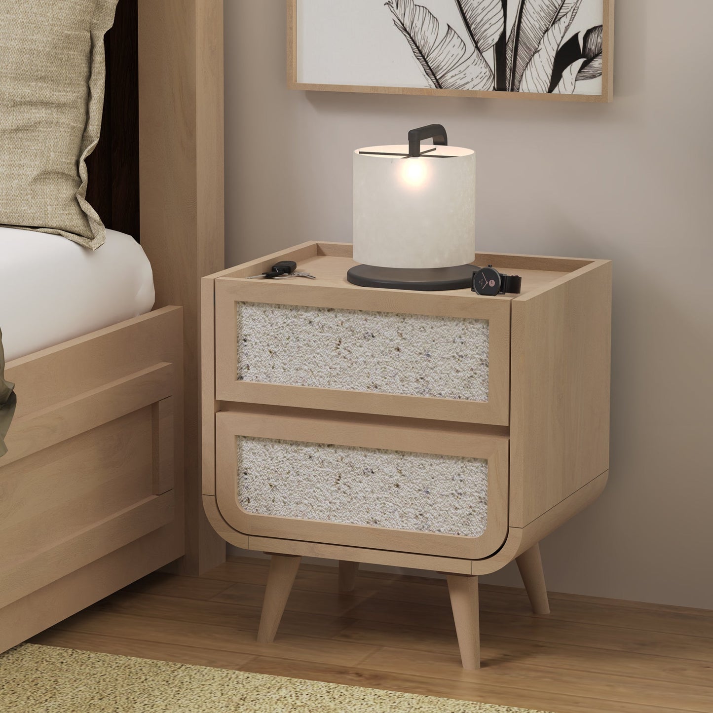 Brompton Two Drawer Side Table - Natural - Skandi London