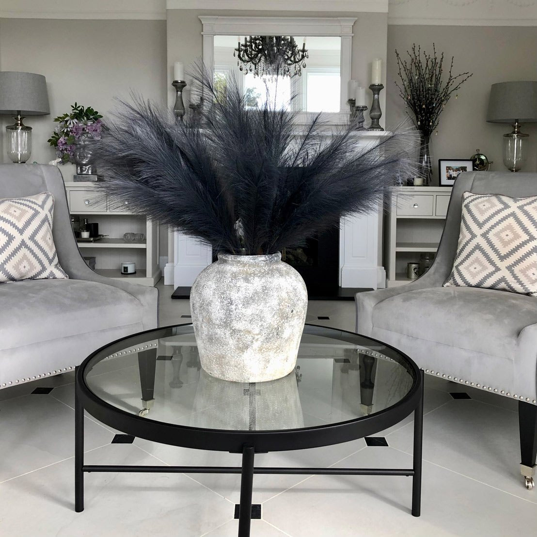 Skandi London Grey Large Faux Pampas Grass Stem - Skandi London