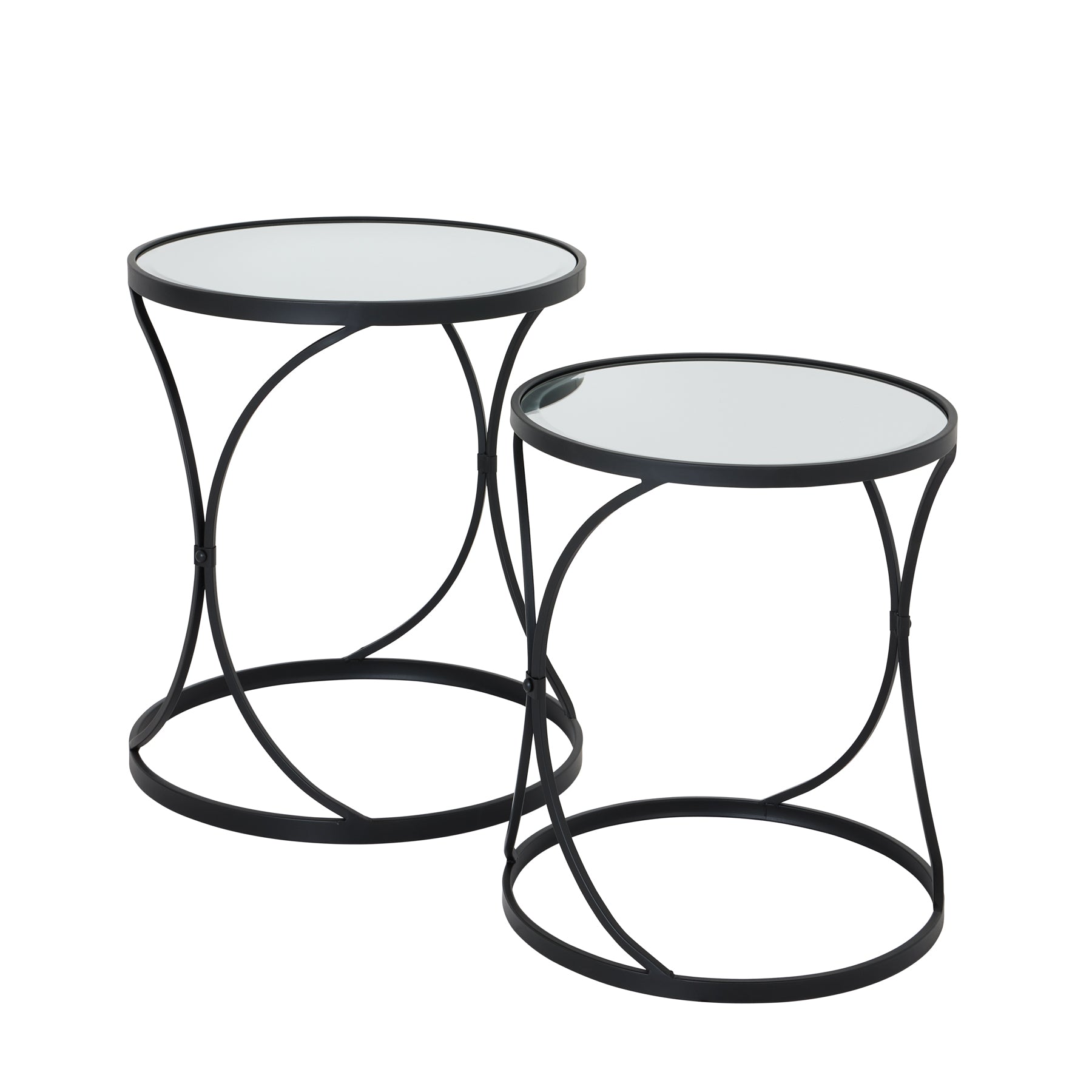 Hverager Set Of Two Black Mirrored Side Tables - Skandi London
