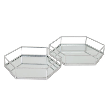 Silver Hexagon Set Of Two Trays - Skandi London