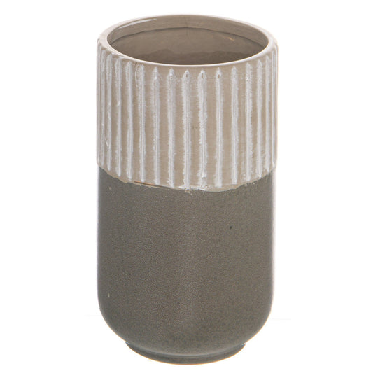 Kongsberg Collection Grey Ceramic Straight Vase - Skandi London