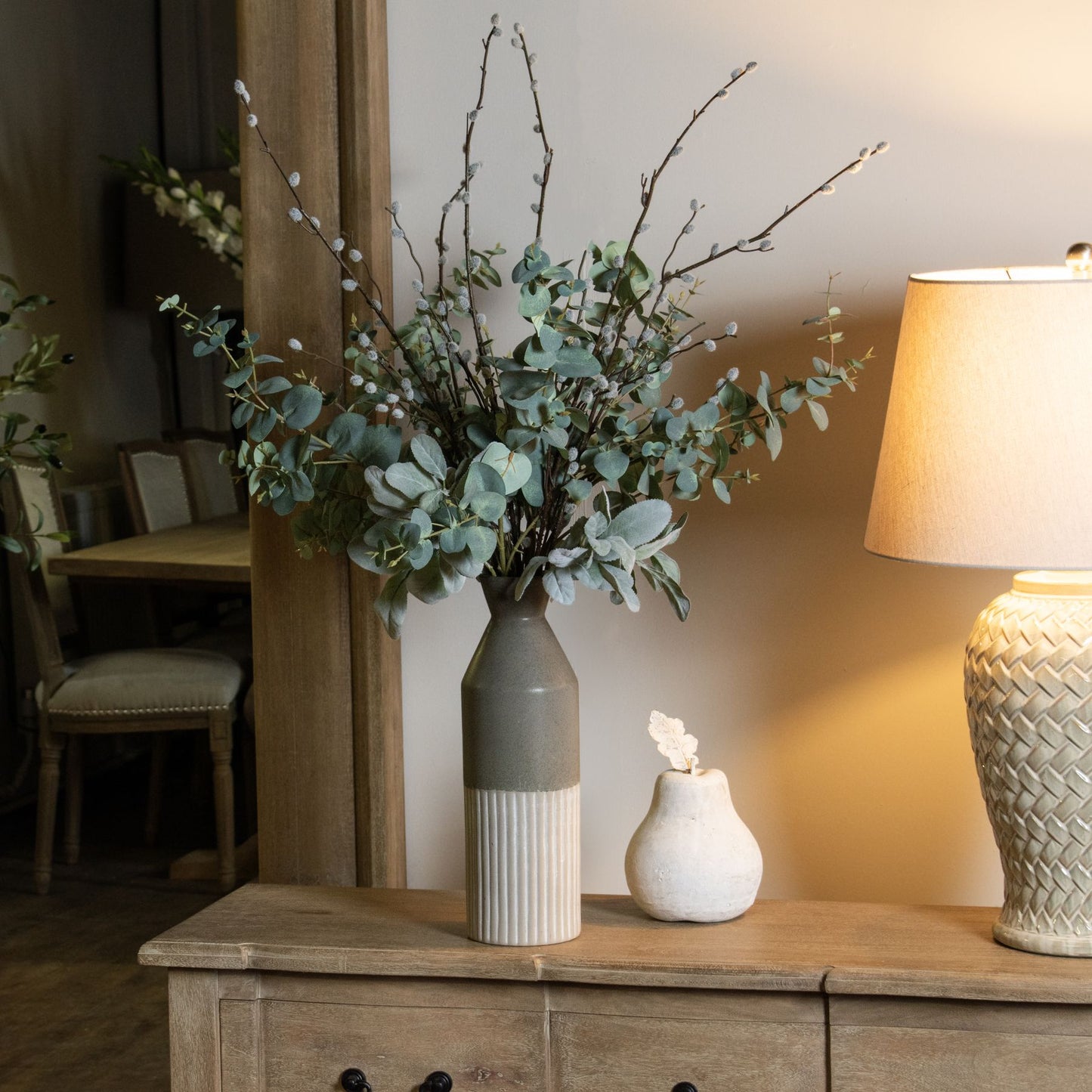 Kongsberg Collection Grey Ceramic Ellipse Tall Vase - Skandi London
