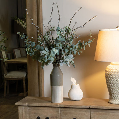 Kongsberg Collection Grey Ceramic Ellipse Tall Vase - Skandi London