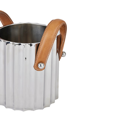 Skandi London Silver Fluted Leather Handled Single Champagne Cooler - Skandi London