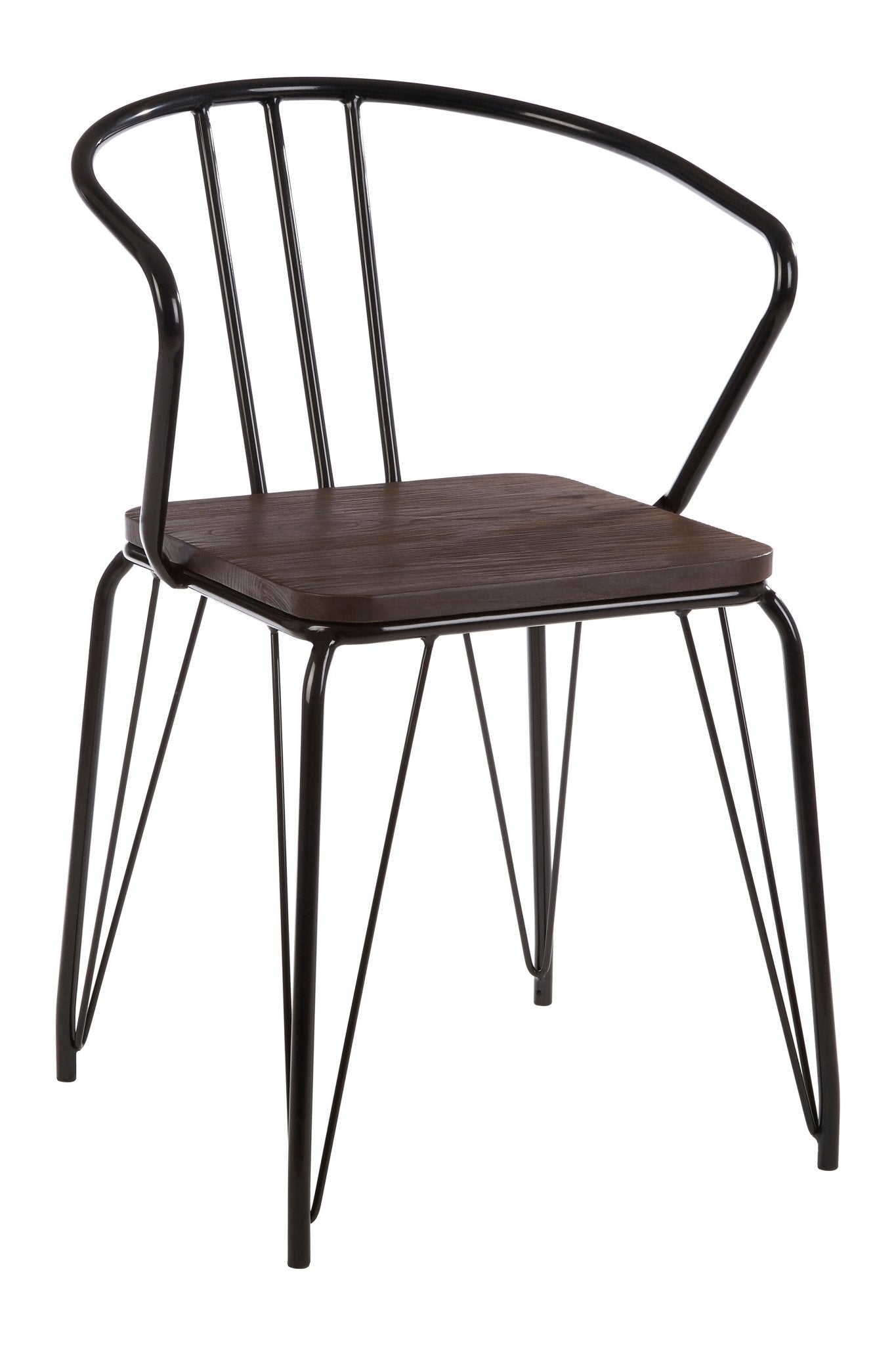 Dahlia Black Metal And Elm Wood Arm Chair - Skandi London