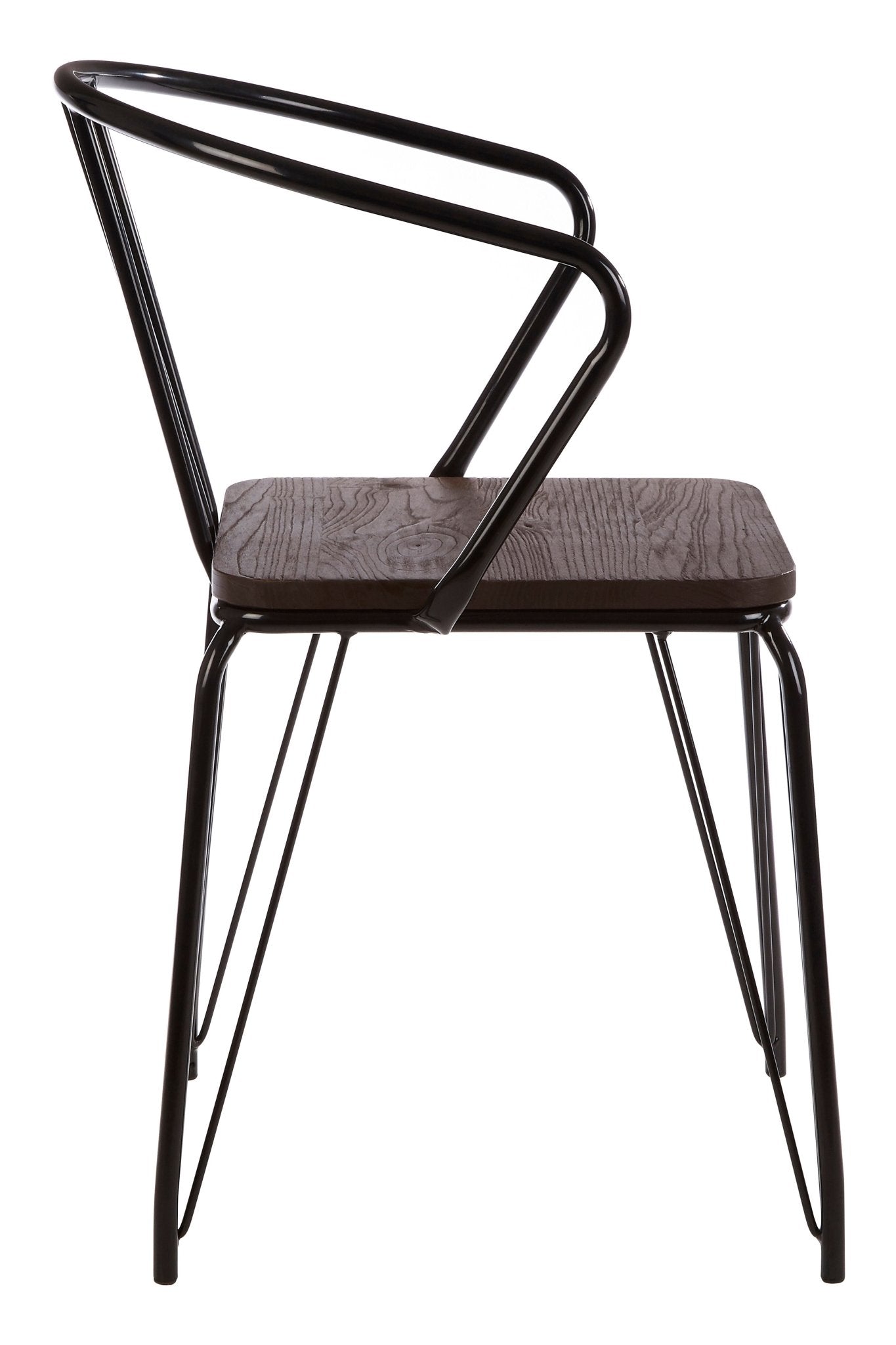 Dahlia Black Metal And Elm Wood Arm Chair - Skandi London