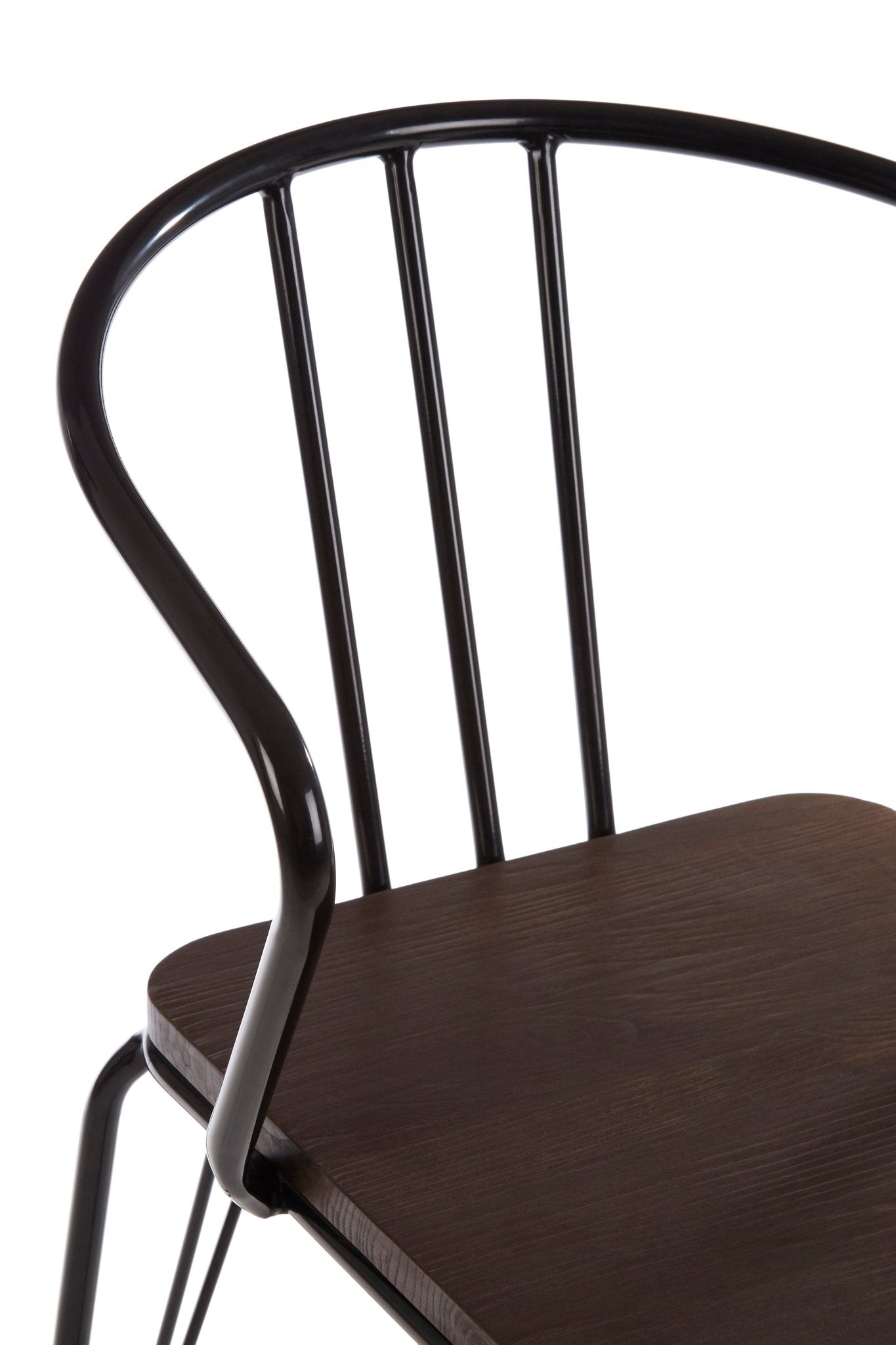 Dahlia Black Metal And Elm Wood Arm Chair - Skandi London