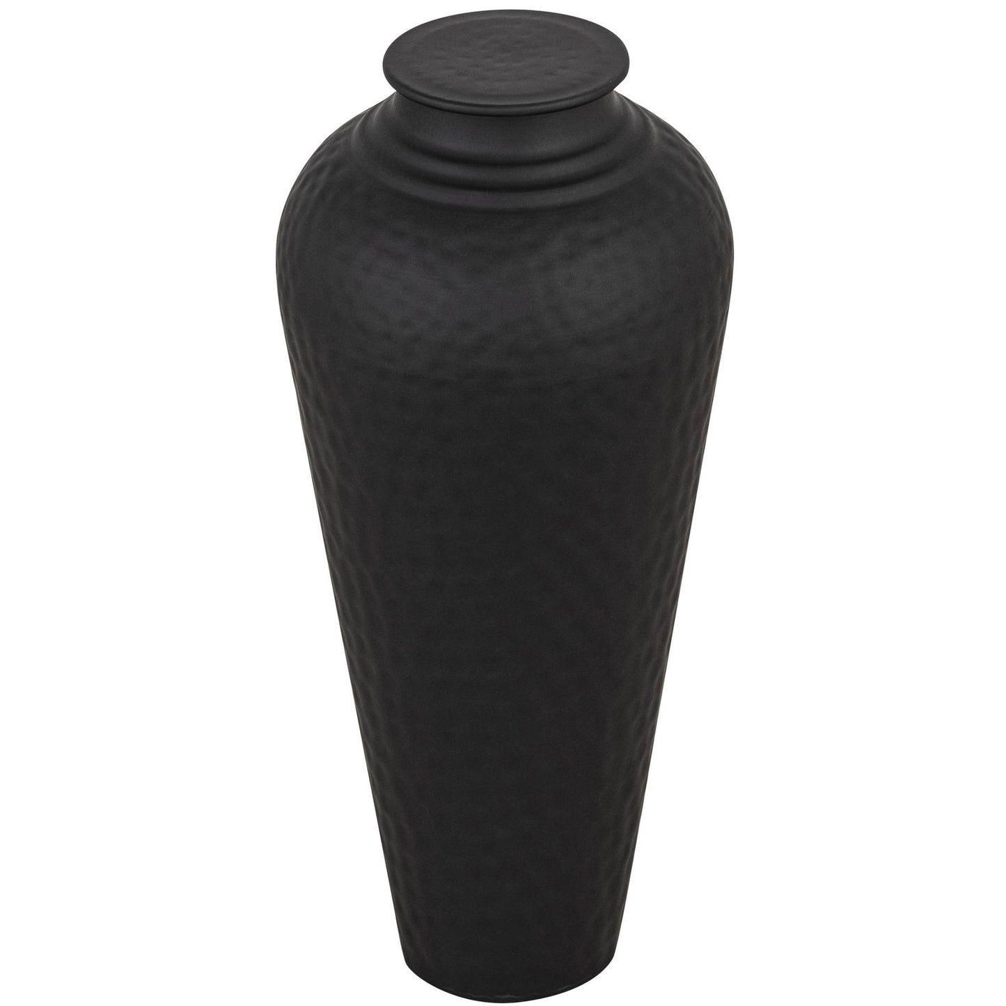 Skandi London Matt Black Hammered Vase With Lid - Skandi London