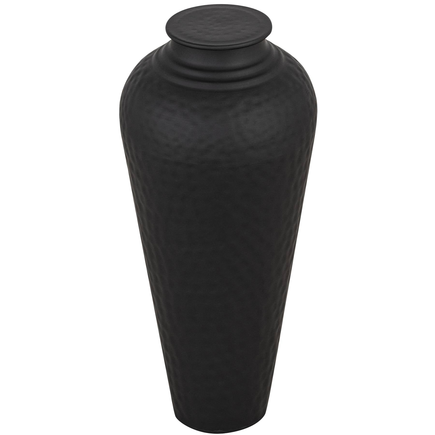 Skandi London Matt Black Hammered Vase With Lid - Skandi London