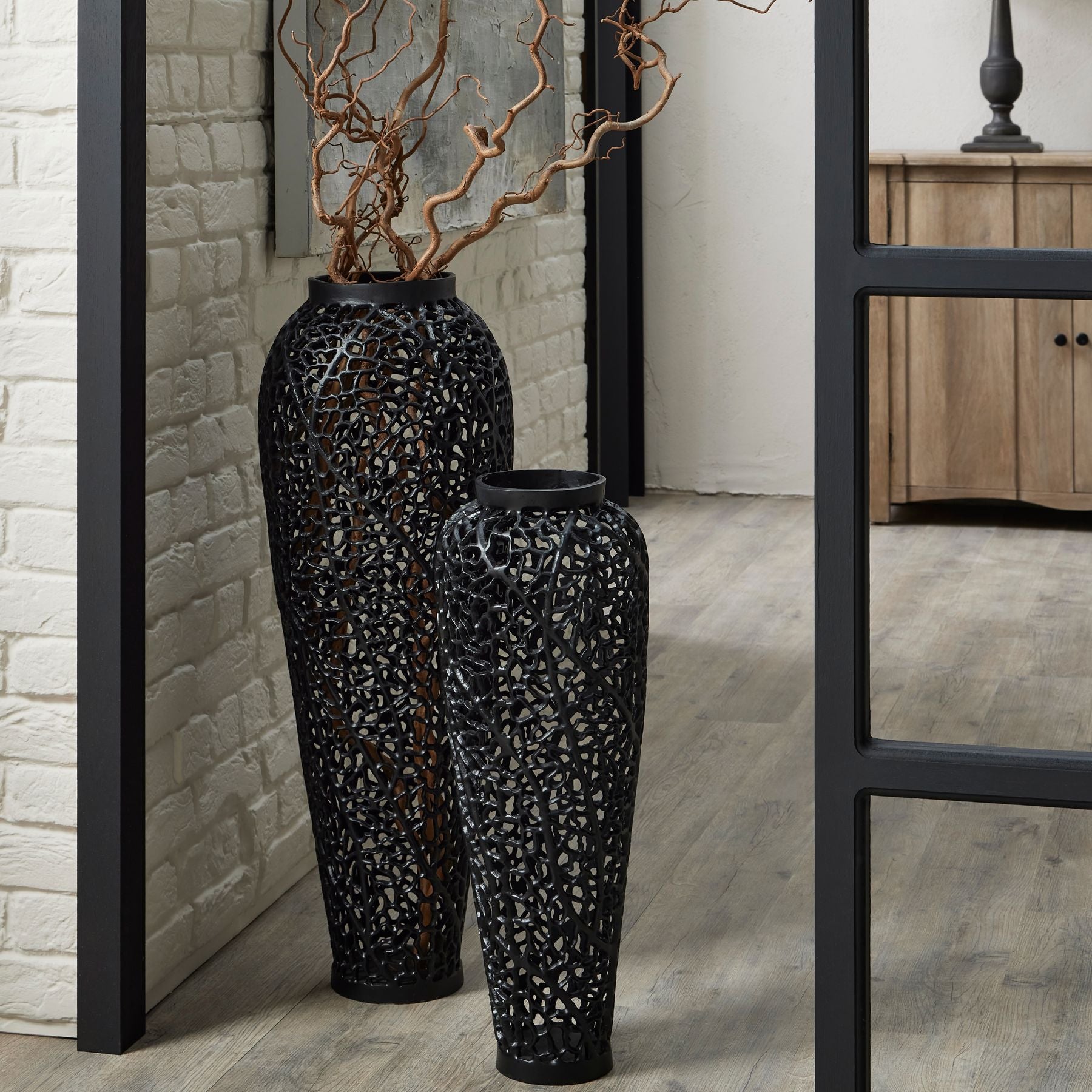 Skandi London Black Cast Lattice Vase - Skandi London