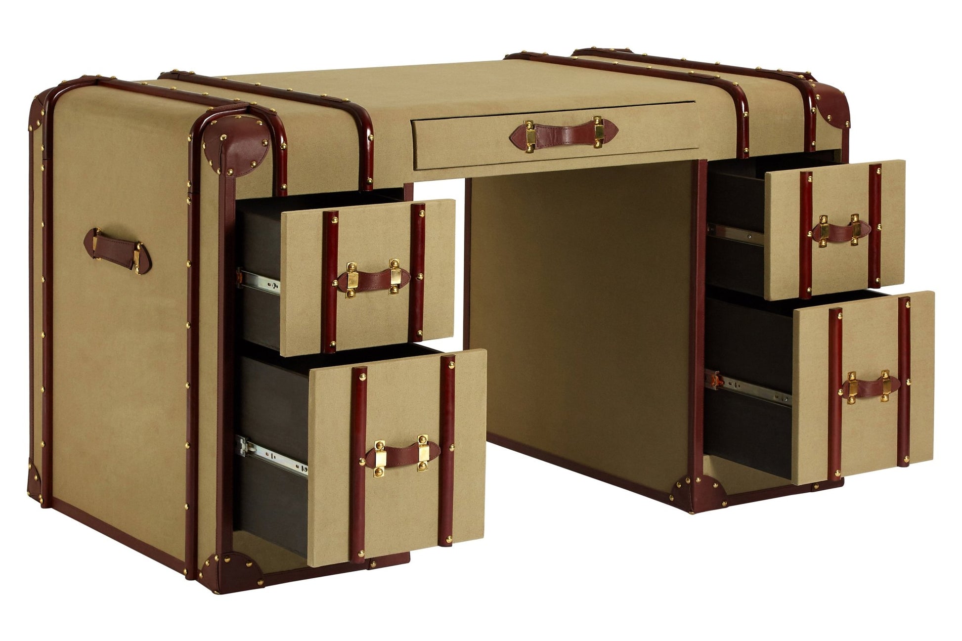 Caren Leather Trim Canvas Desk - Skandi London