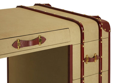 Caren Leather Trim Canvas Desk - Skandi London