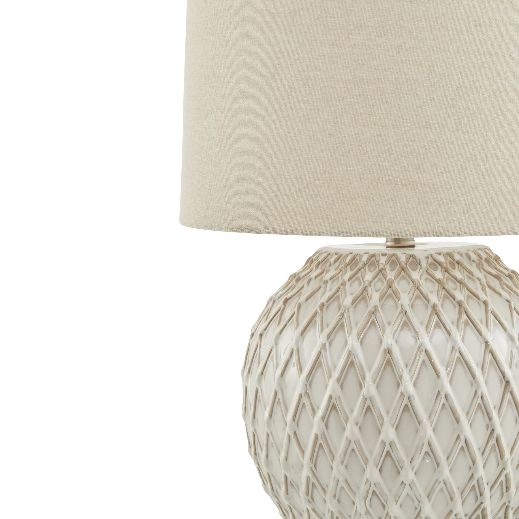 Skandi London Lattice Ceramic Table Lamp With Linen Shade - Skandi London