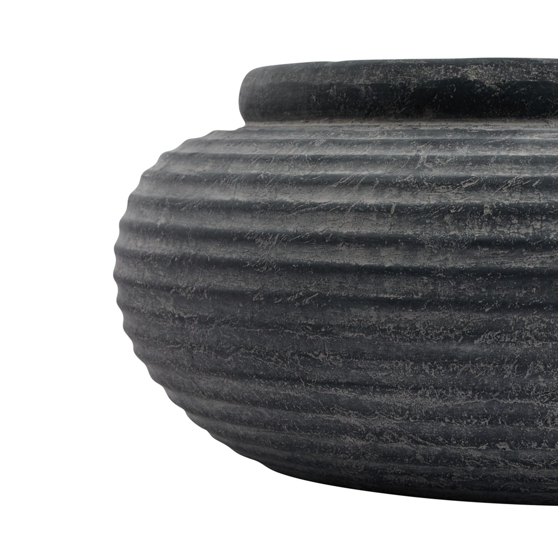 Malmo Grey Round Ribbed Planter - Skandi London