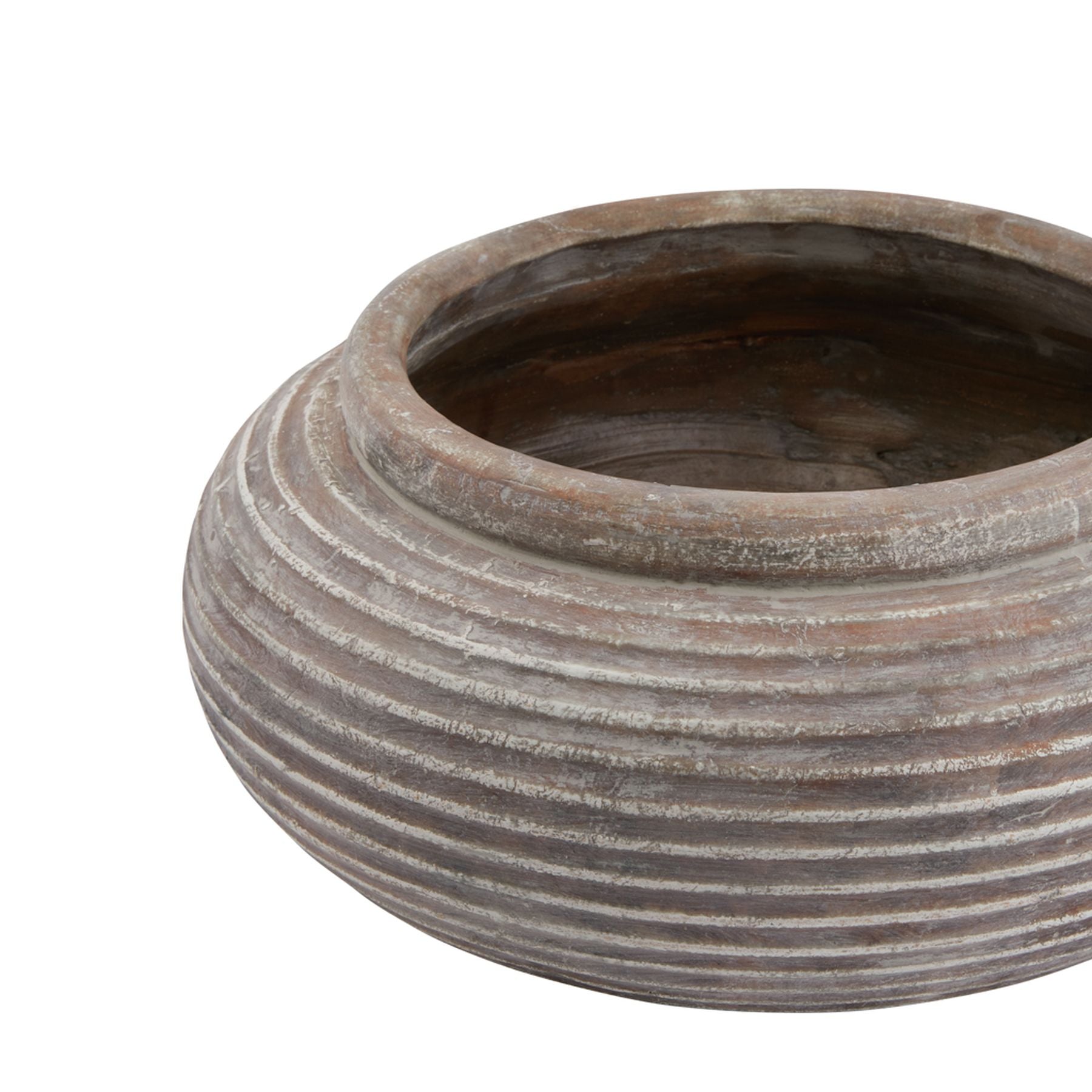 Lofoten Brown Round Ribbed Planter - Skandi London