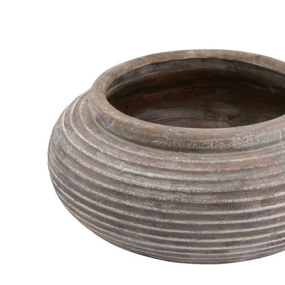 Lofoten Brown Round Ribbed Planter - Skandi London