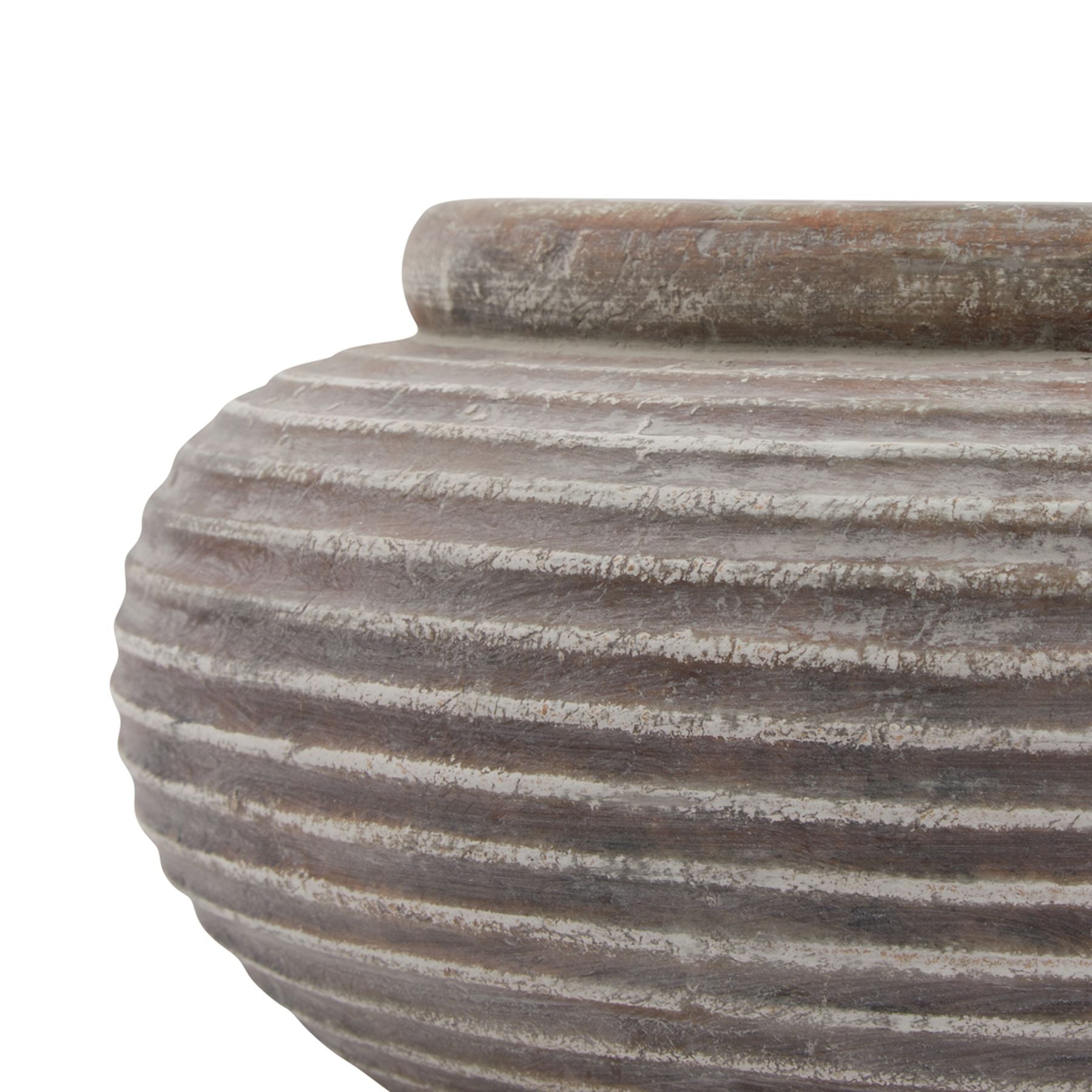 Lofoten Brown Round Ribbed Planter - Skandi London