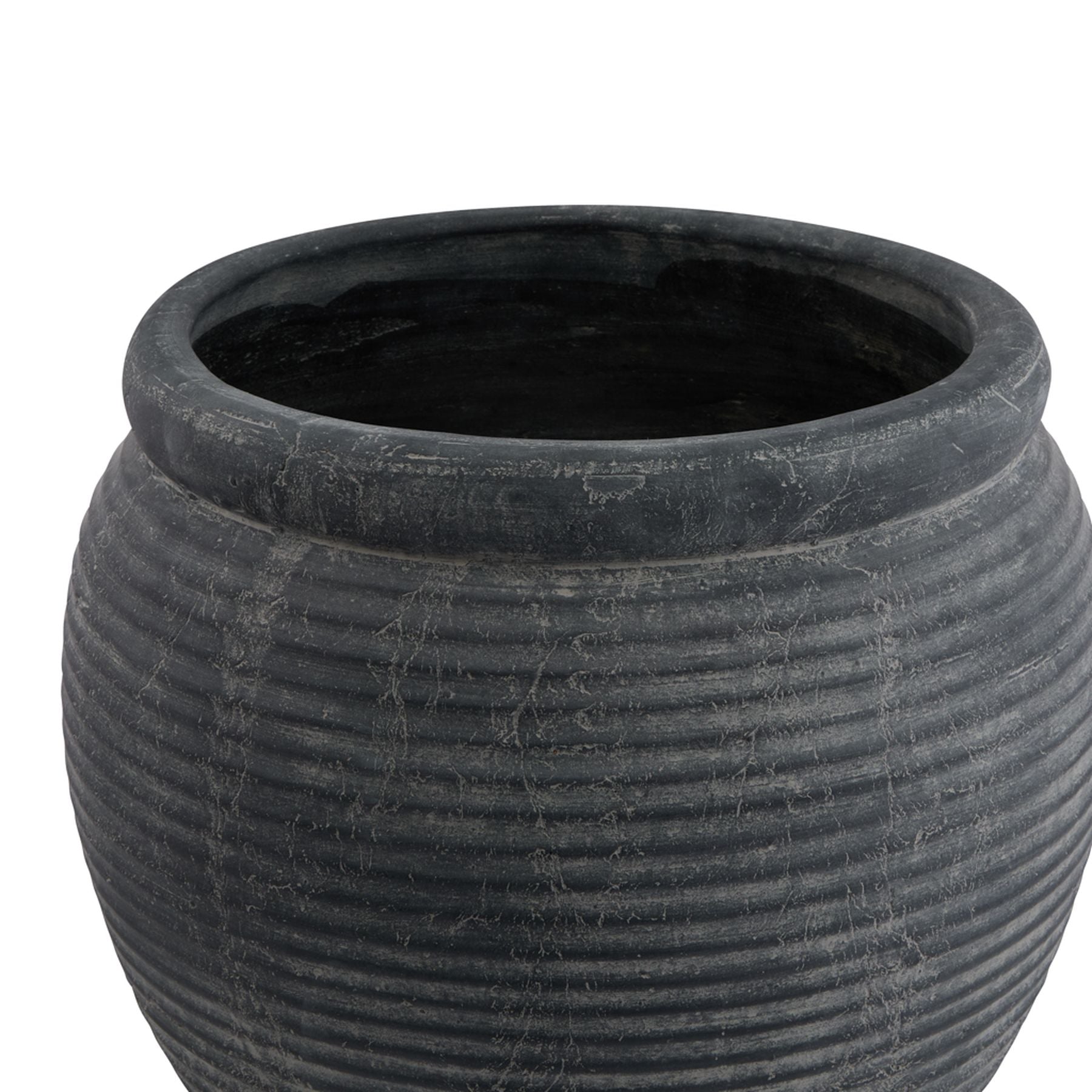 Malmo Grey Rimmed Large Plant Pot - Skandi London