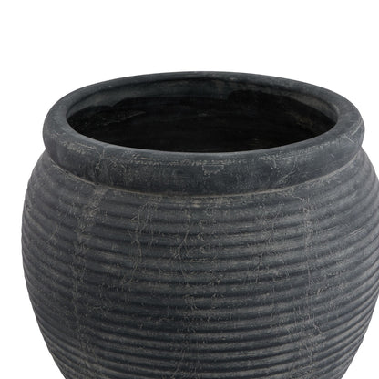 Malmo Grey Rimmed Large Plant Pot - Skandi London