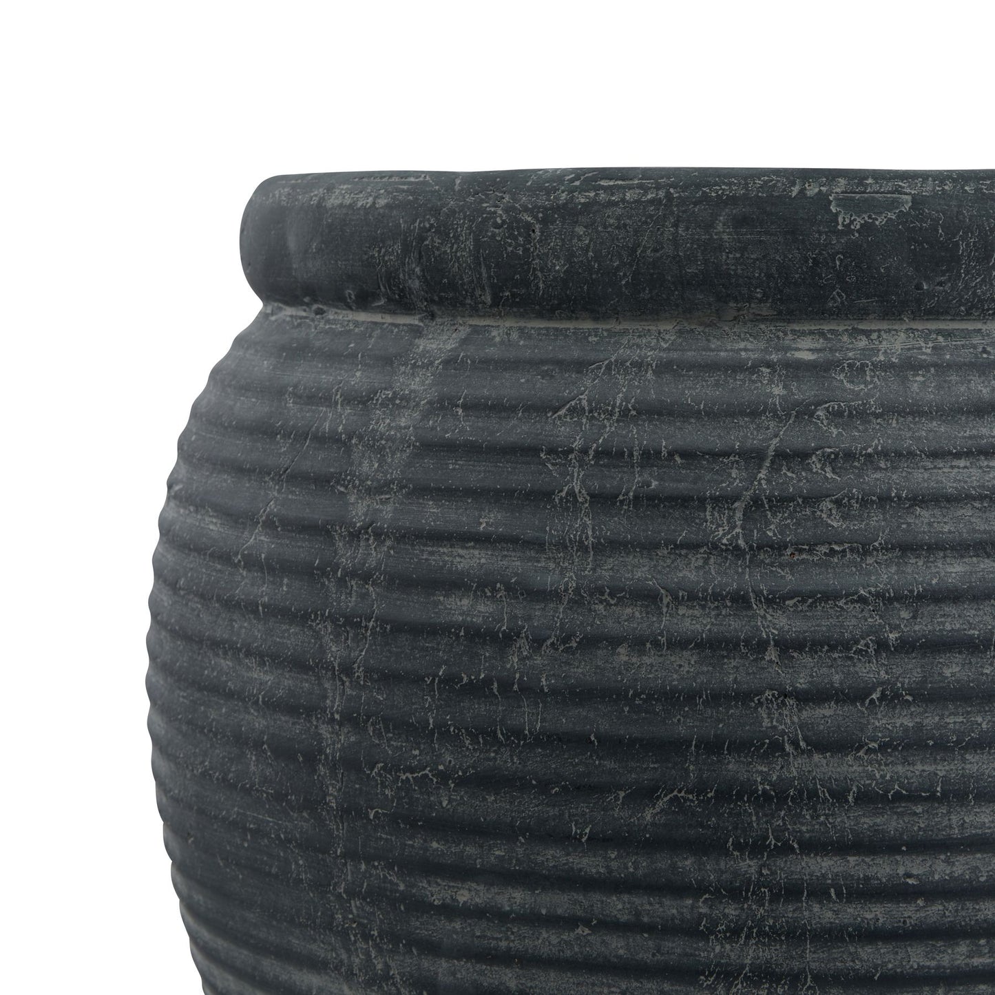 Malmo Grey Rimmed Large Plant Pot - Skandi London