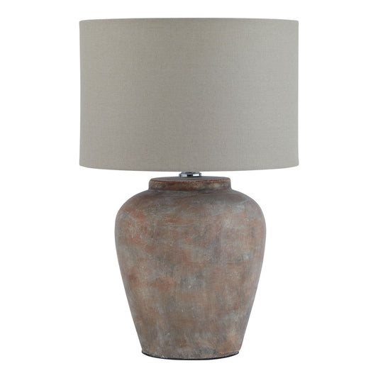 Lofoten Brown Table Lamp With Linen Shade - Skandi London