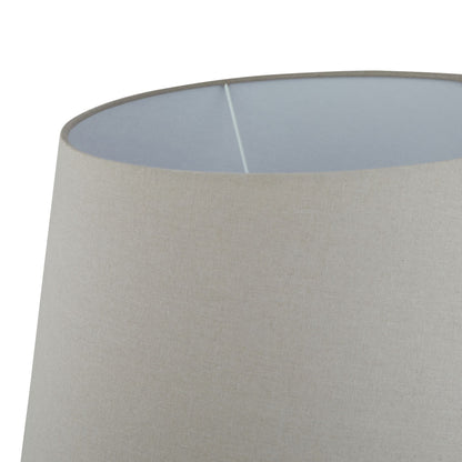 Lofoten Brown Round Table Lamp With Linen Shade - Skandi London