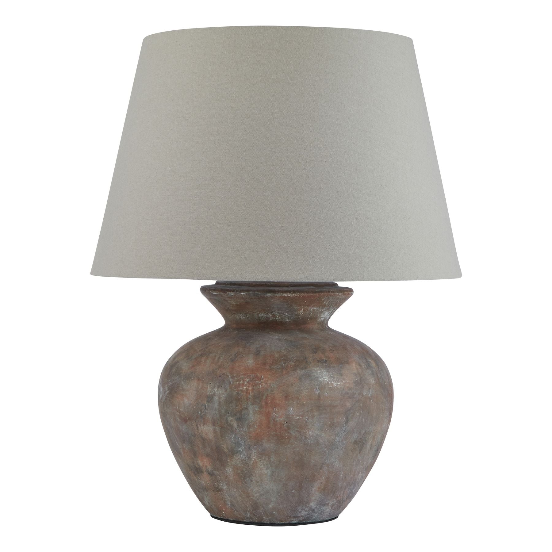 Lofoten Brown Round Table Lamp With Linen Shade - Skandi London