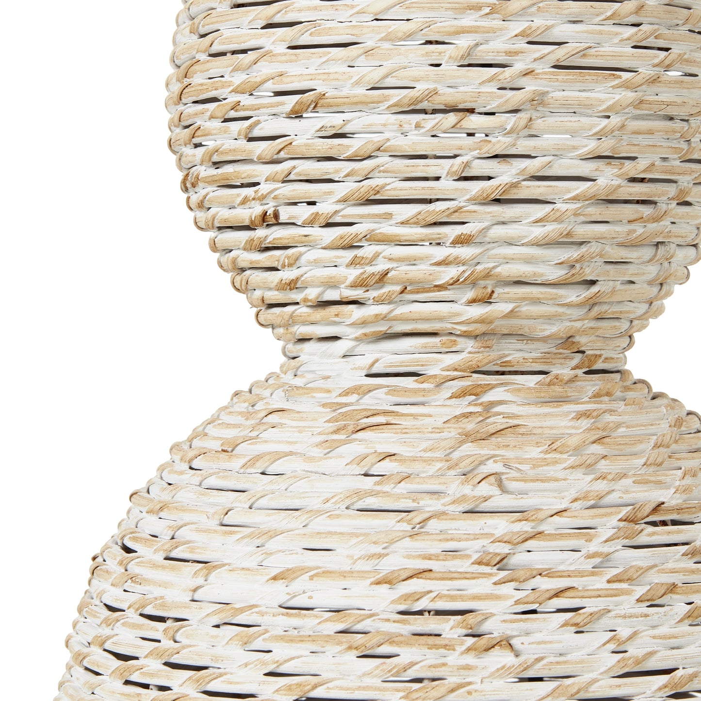 White Wash Wicker Globe Table Lamp With Linen Shade - Skandi London