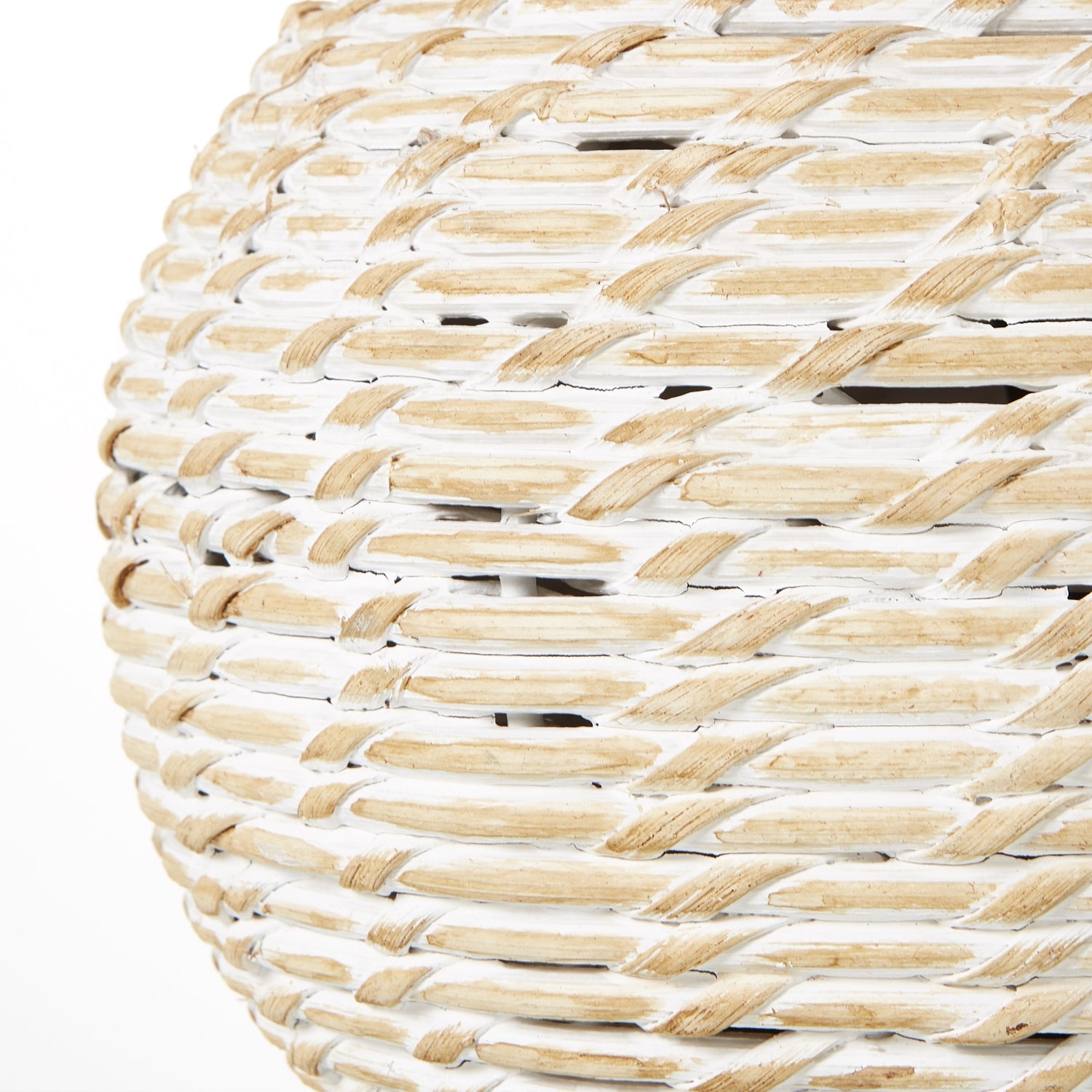 White Wash Small Bulbous Wicker Table Lamp With Linen Shade - Skandi London