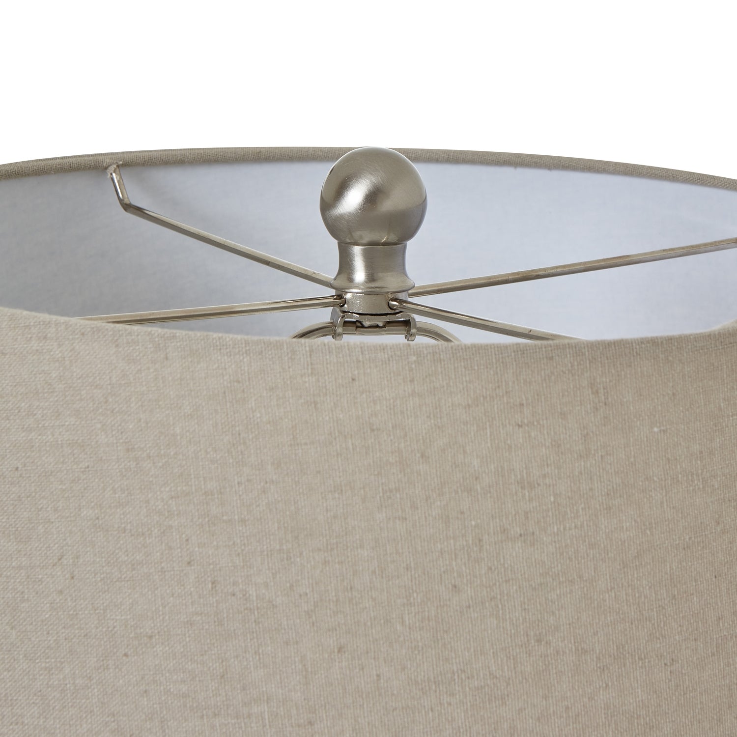 White Ceramic Pot Lamp With Linen Shade - Skandi London