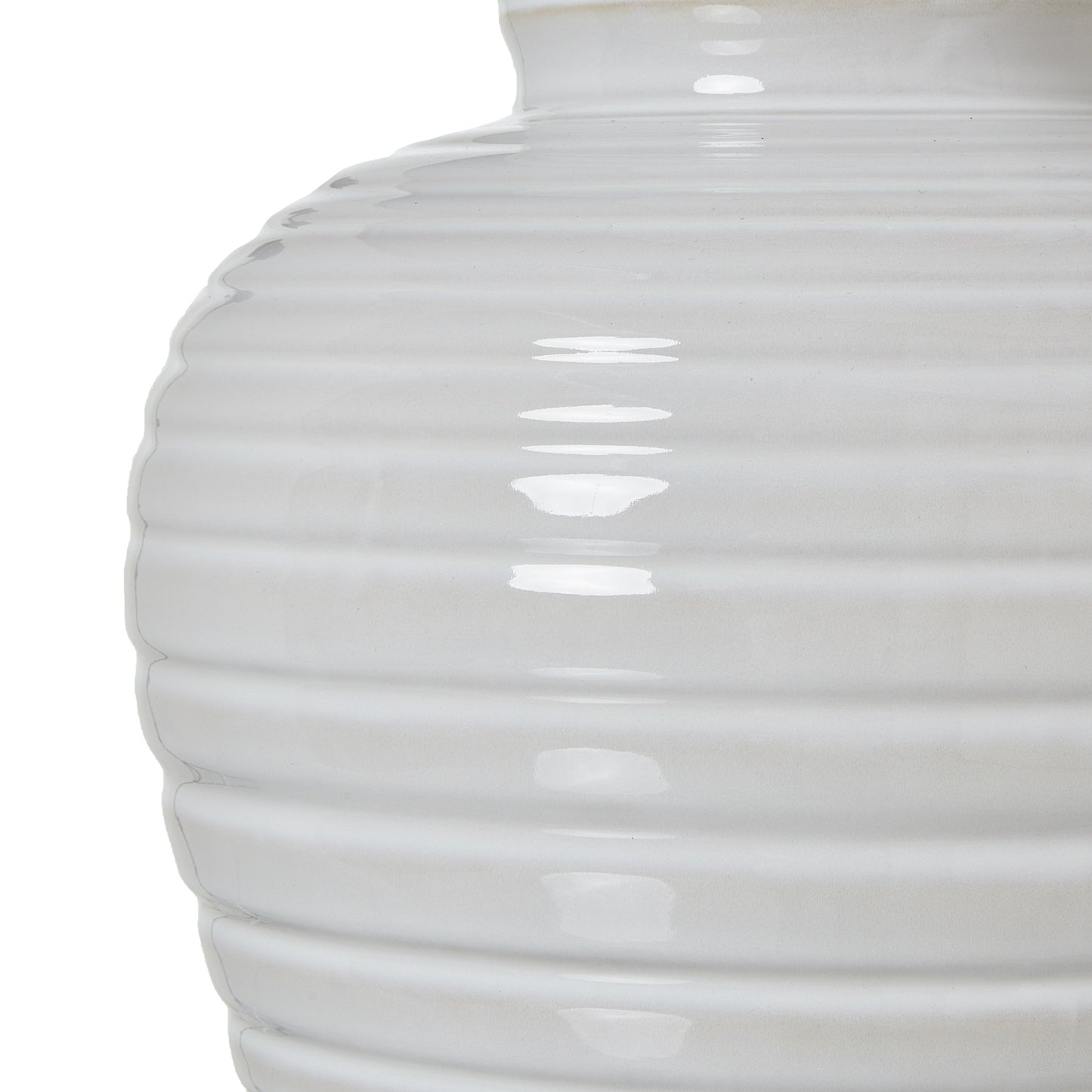 White Ceramic Pot Lamp With Linen Shade - Skandi London