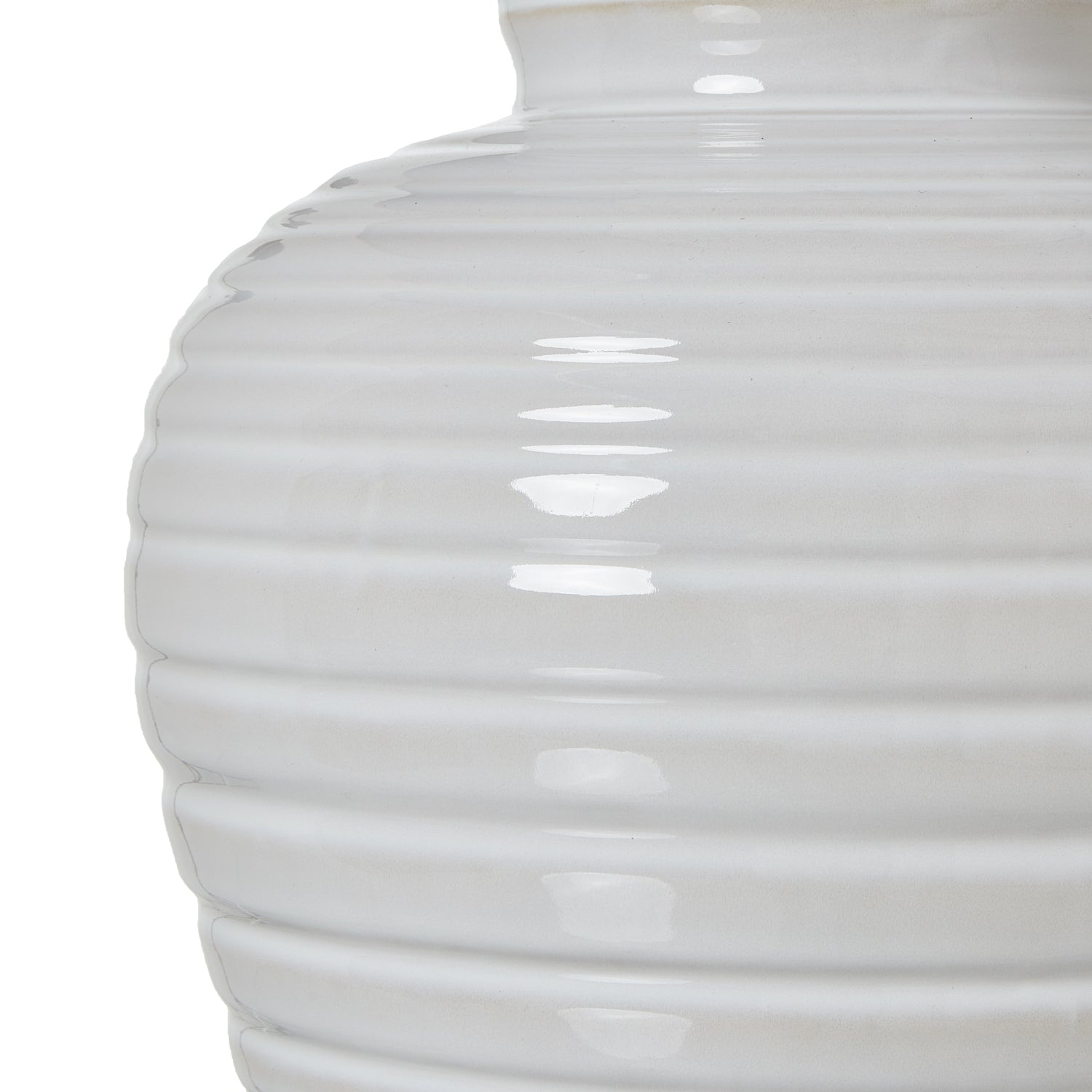 White Ceramic Pot Lamp With Linen Shade - Skandi London