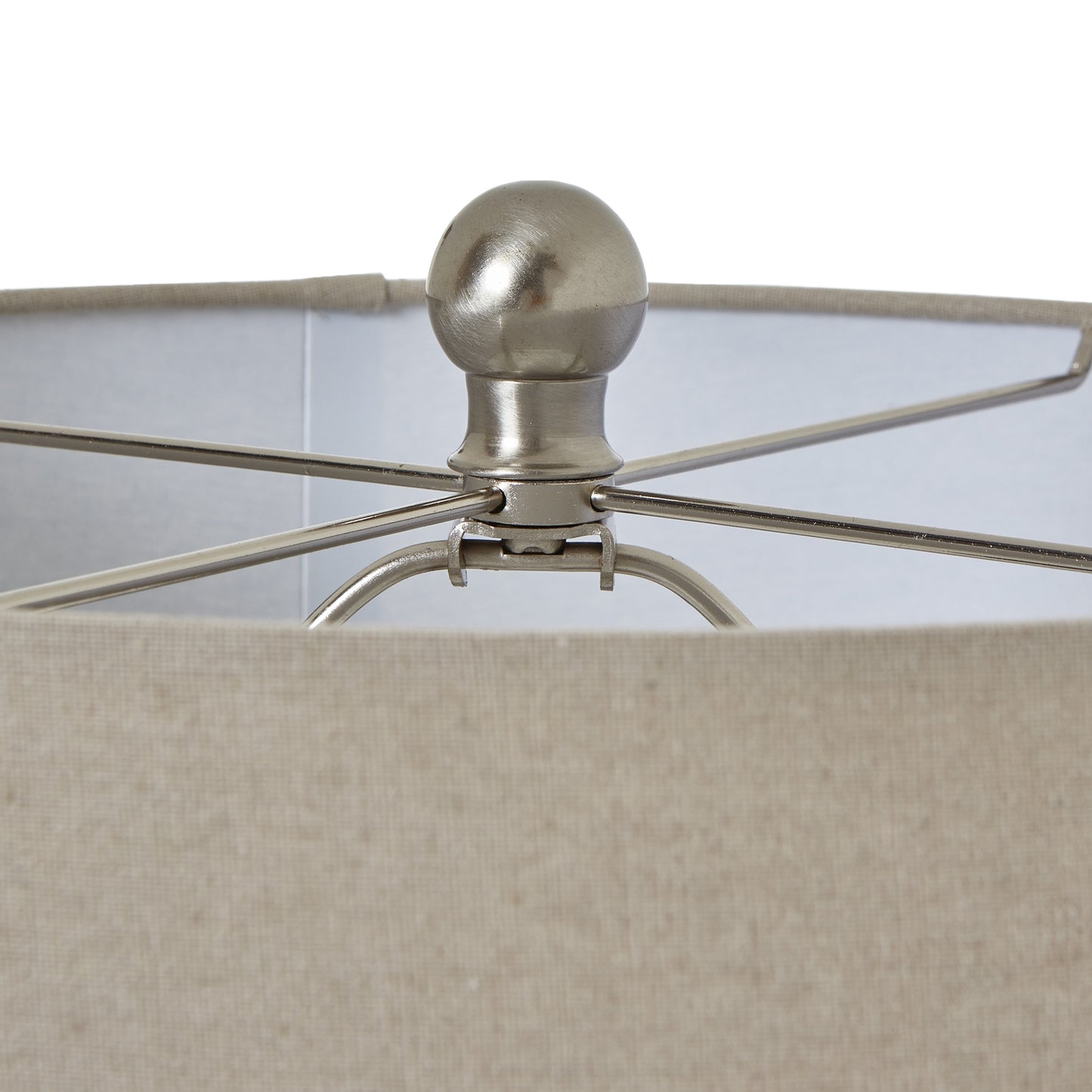 Squat White Beaded Ceramic Lamp With Linen Shade - Skandi London