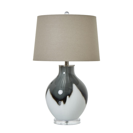 Grey Shadows Table Lamp With Linen Shade - Skandi London