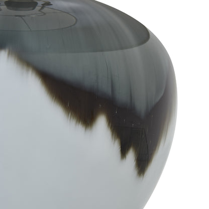 Grey Glass Table Lamp With Linen Shade - Skandi London