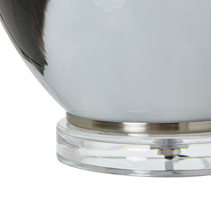 Grey Glass Table Lamp With Linen Shade - Skandi London