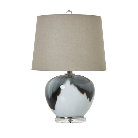 Grey Glass Table Lamp With Linen Shade - Skandi London