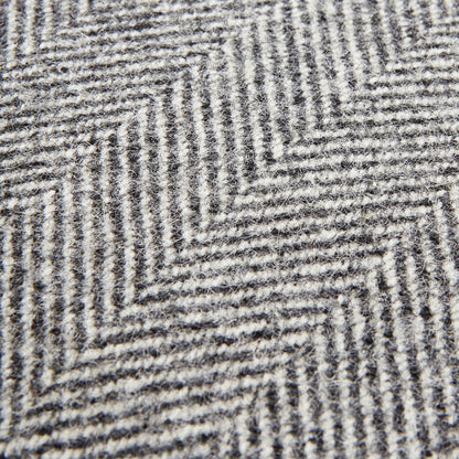 Grey Herringbone Pure Wool Cushion With Piped Edge - Skandi London