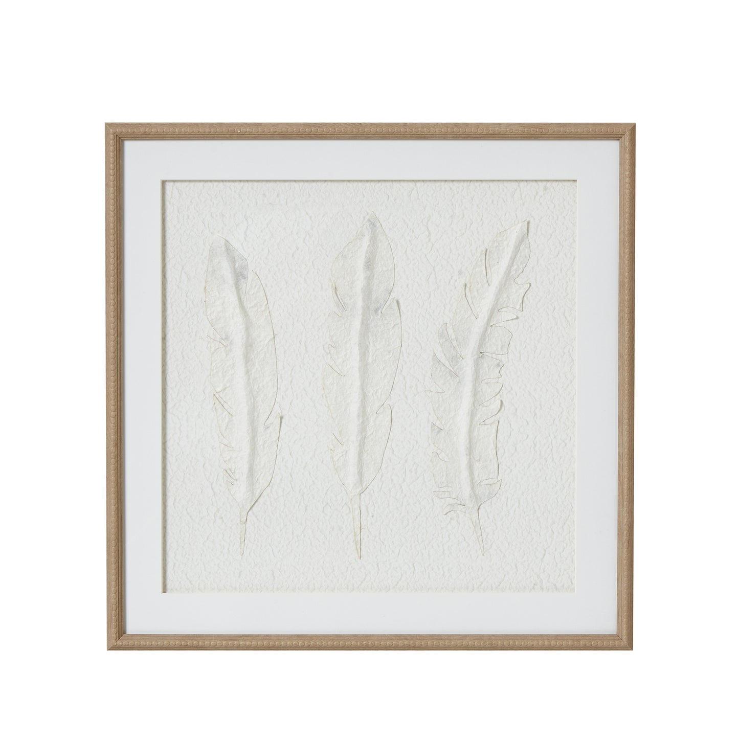 Solli White Feathers Art Mounted In Beaded Frame - Skandi London